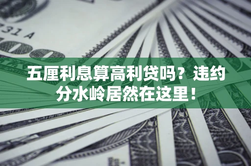 武汉五厘利息算高利贷吗？违约分水岭居然在这里！