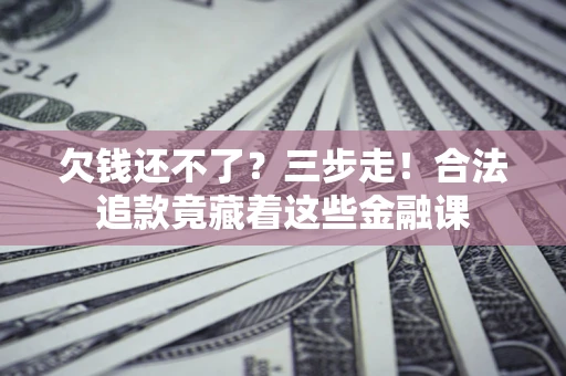 武汉欠钱还不了？三步走！合法追款竟藏着这些金融课